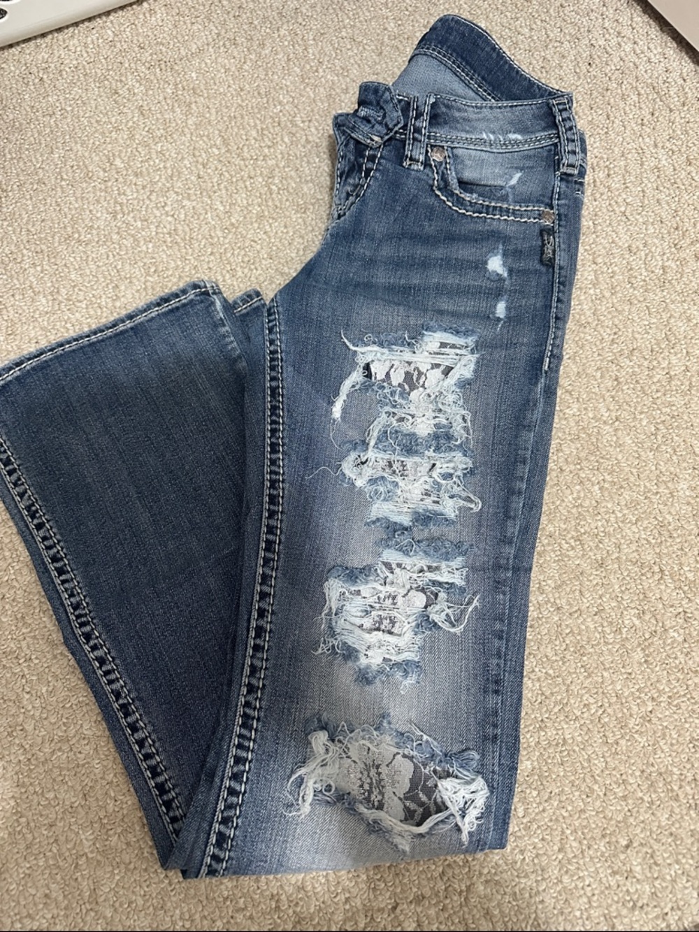 Blue Distressed Women's Jeans
